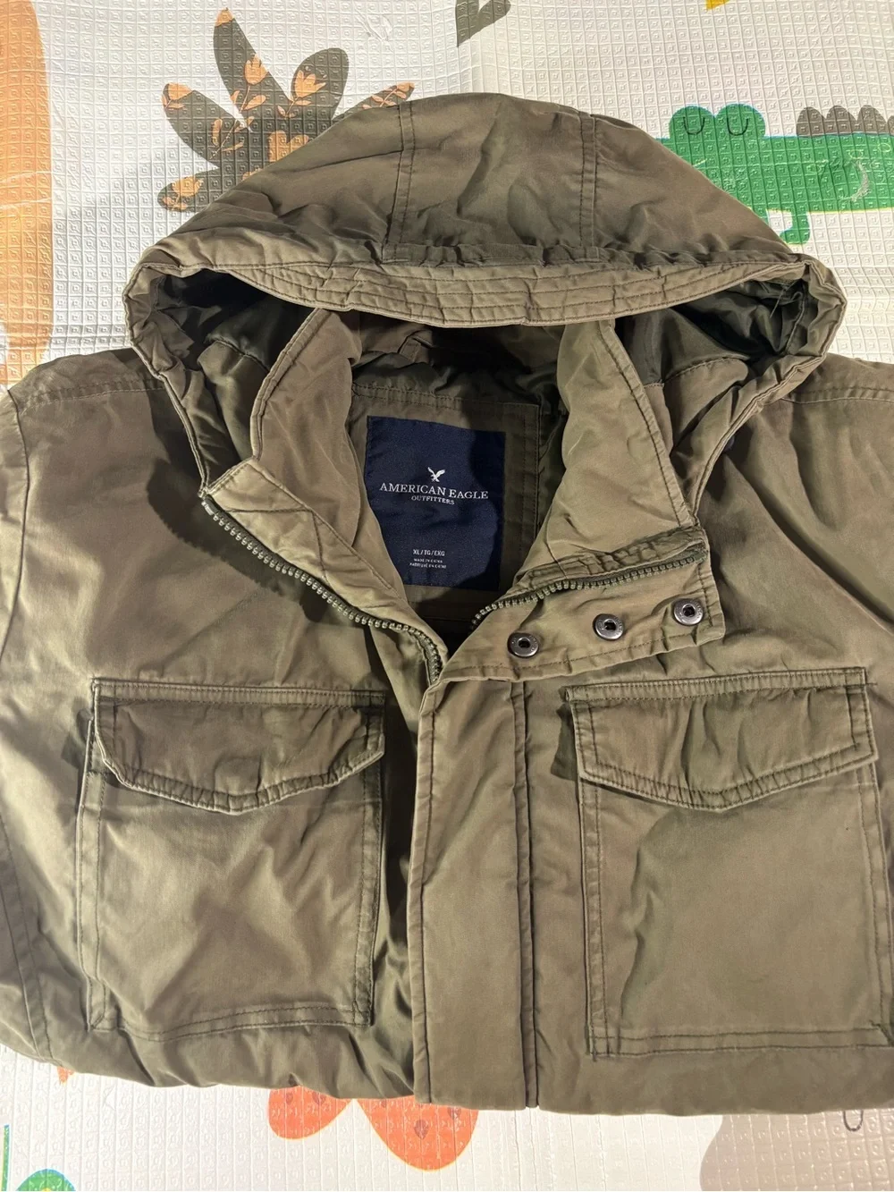 American Eagle Outfitters Olive Green Hooded Field Jacket